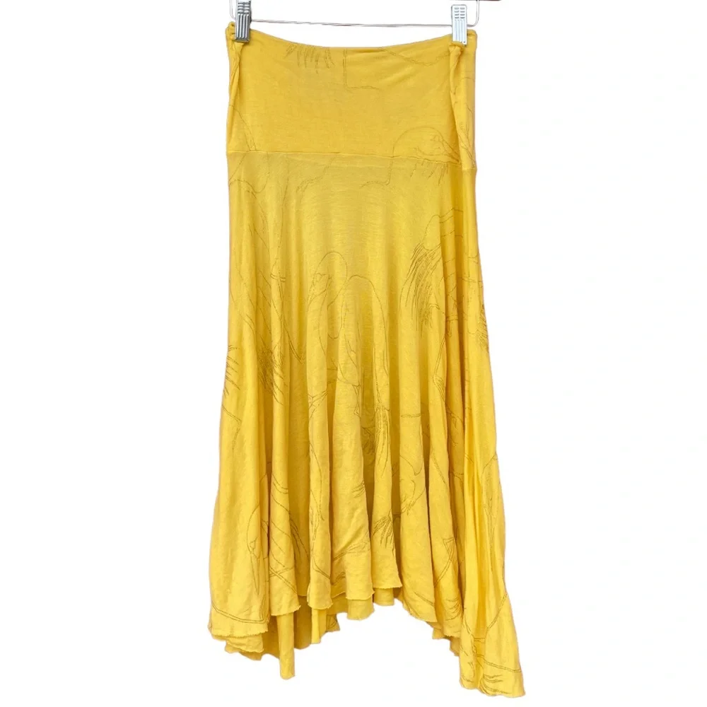 Vintage Rachel Palley Crane Skirt in Bright Yellow - Picture 4 of 5